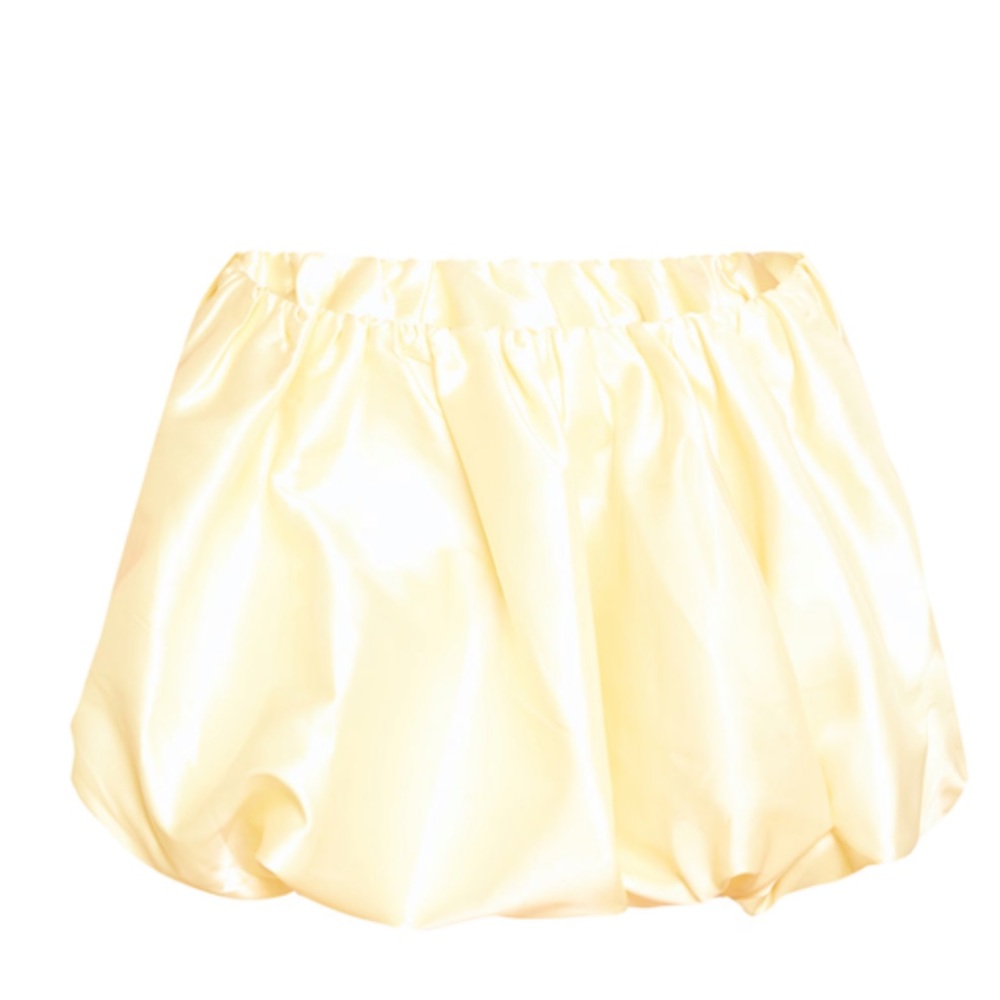PrettyLittleThing- Lemon Satin Puffball Skirt